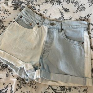 Levi 501 denim high waisted two tone shorts